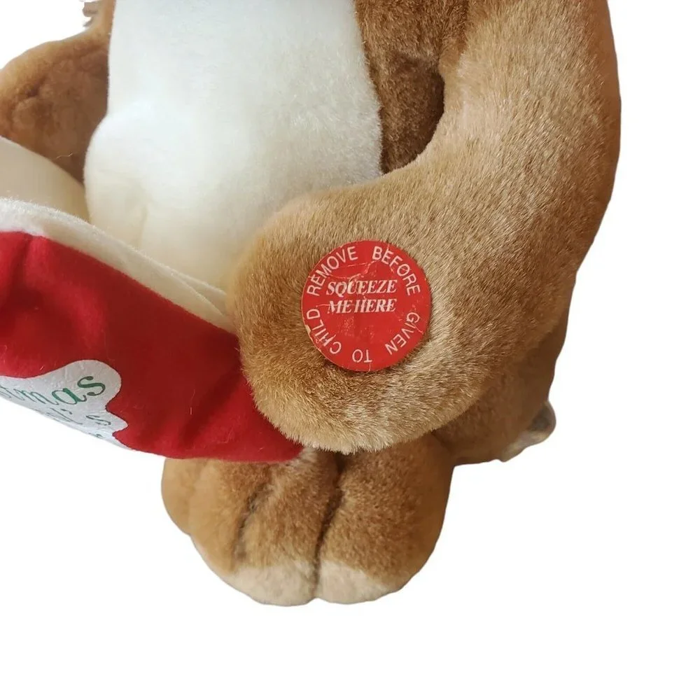 Vintage 90s JcPenny Christmas Barking Sharpee Dog Plush 11